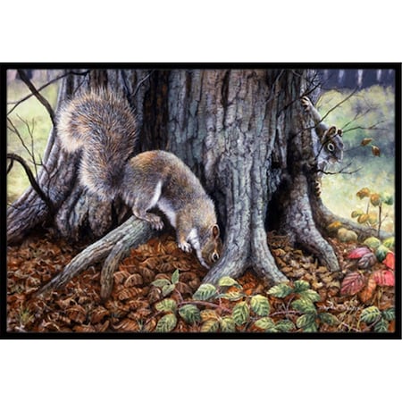 Jensendistributionservices Grey Squirrels Around the Tree Indoor or Outdoor Mat, 24 x 36 MI2557336
